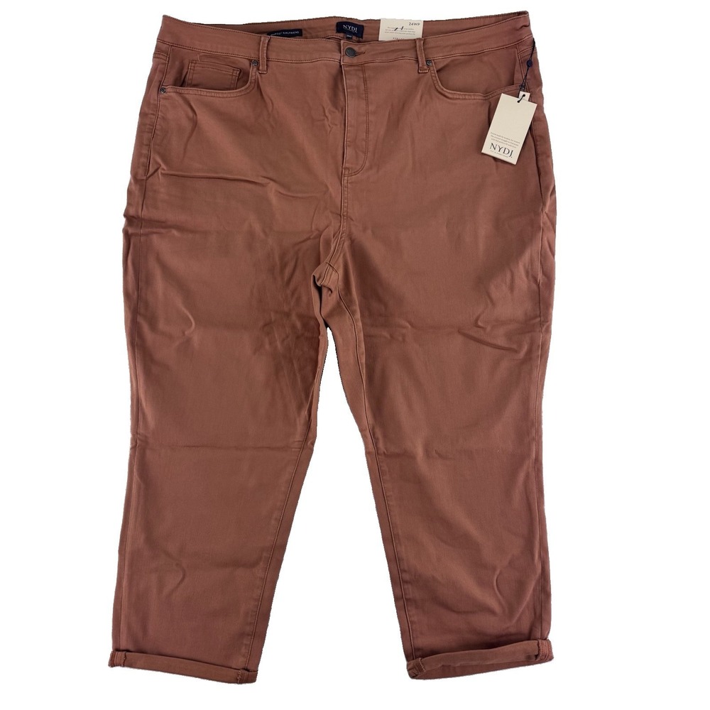 NYDJ‎ Margot Girlfriend Denim Jeans Size 24WP Rust Brown